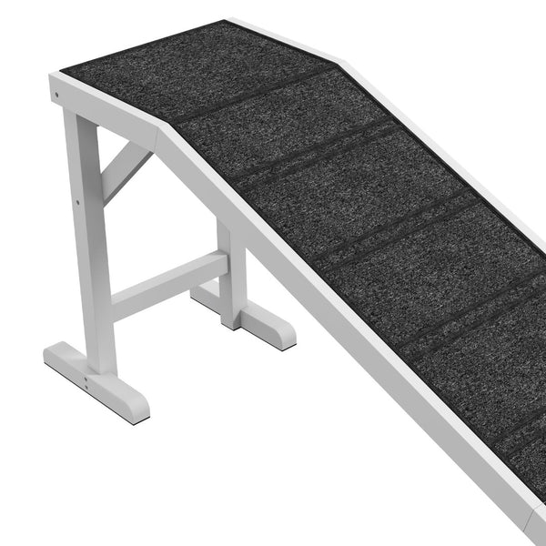 English Elm Pawhut Pet Ramp For Dogs & Cats - Non-Slip Carpeted Incline, Solid Pine, Top Platform, 74" X 16" X 25" W2225P173810-GIGA