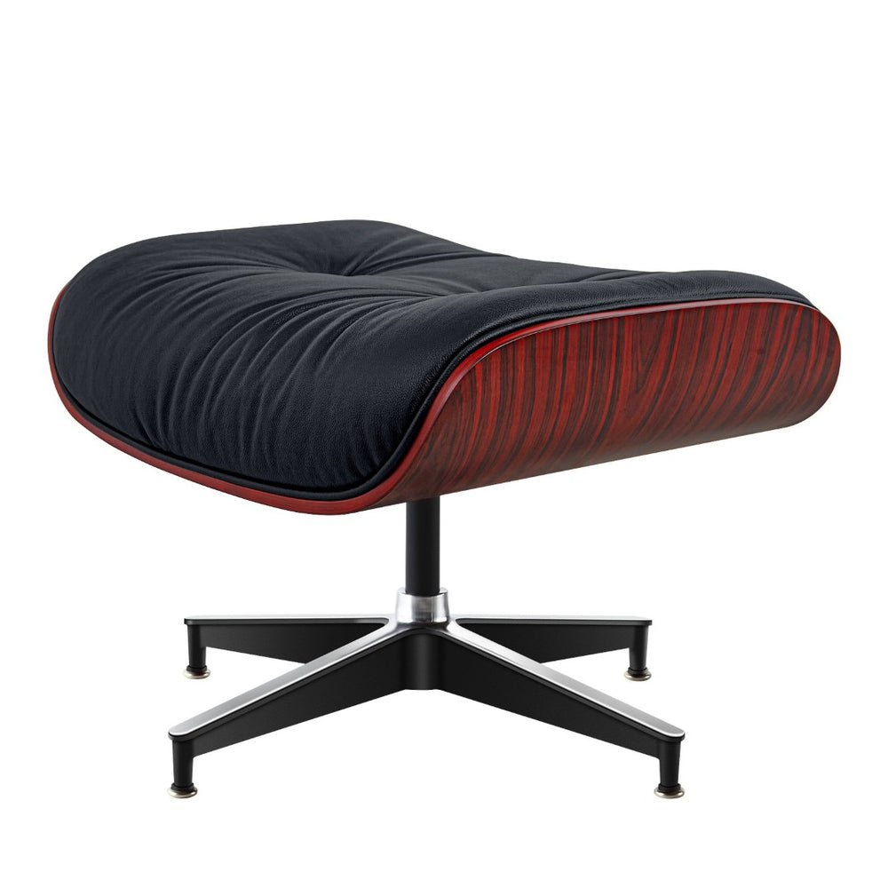 HomeRoots 27" Black and Rosewood Tufted Leather Swivel Lounge Chair & Ottoman - Mid-Century Modern Comfort! 636223