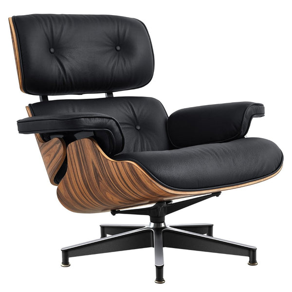 HomeRoots 27" Black and Brown Tufted Cowhide Swivel Lounge Chair & Ottoman - Mid-Century Modern Comfort 636227