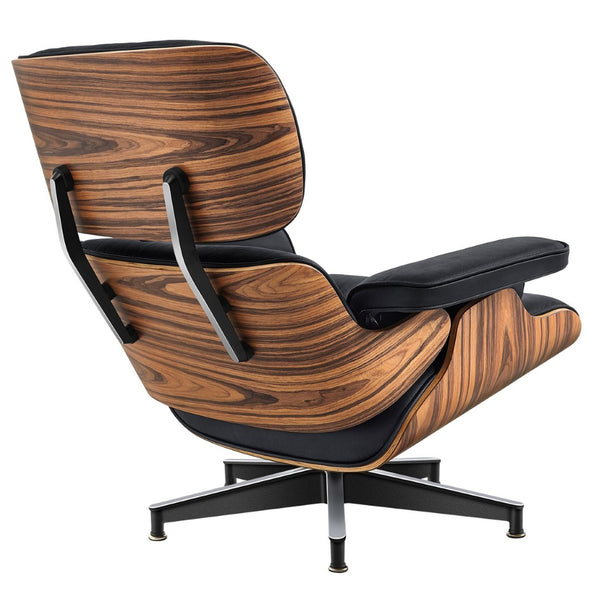 HomeRoots 27" Black and Brown Tufted Cowhide Swivel Lounge Chair & Ottoman - Mid-Century Modern Comfort 636227