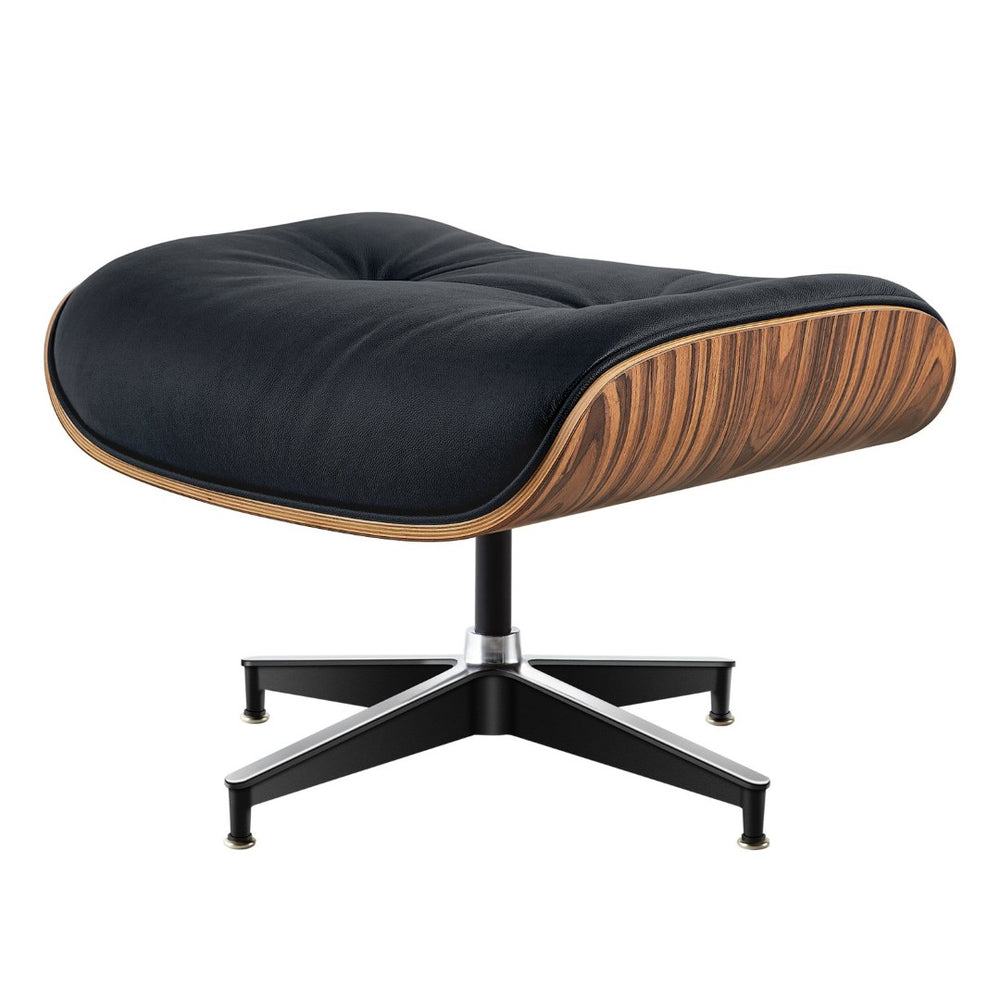 HomeRoots 27" Black and Brown Tufted Cowhide Swivel Lounge Chair & Ottoman - Mid-Century Modern Comfort 636227