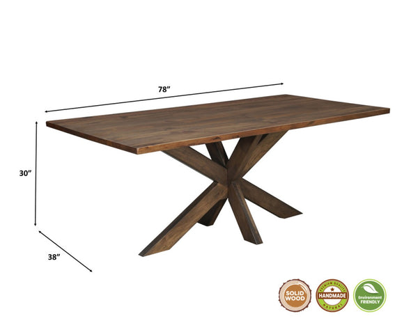 HomeRoots Seven Piece Solid Wood Dining Set - Elegant Brown Table with 6 Chairs for Family Gatherings & More 636235