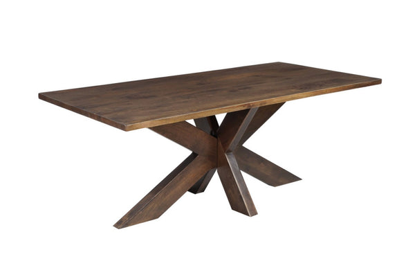 HomeRoots Seven Piece Solid Wood Dining Set: Elegant Brown Table & Six Chairs for Family Gatherings & Comfort 636236