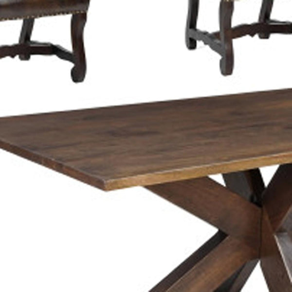 HomeRoots Seven Piece Brown Solid Wood Dining Set with Upholstered Chairs for Timeless Elegance & Comfort 636237