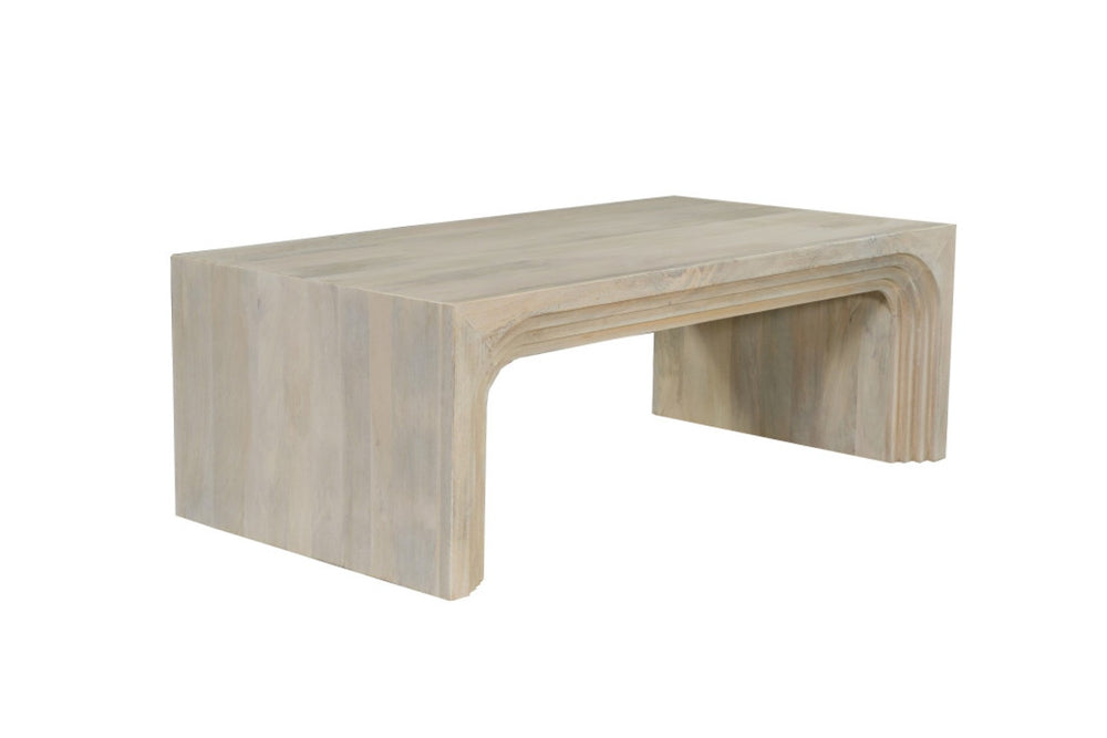 HomeRoots 51" White Solid Wood Double Pedestal Coffee Table - Timeless Design for Elegant Living Spaces & Versatility 636244
