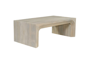 HomeRoots 51" White Solid Wood Double Pedestal Coffee Table - Timeless Design for Elegant Living Spaces & Versatility 636244