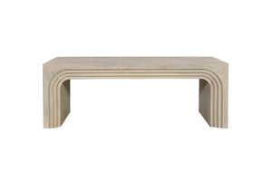 HomeRoots 51" White Solid Wood Double Pedestal Coffee Table - Timeless Design for Elegant Living Spaces & Versatility 636244