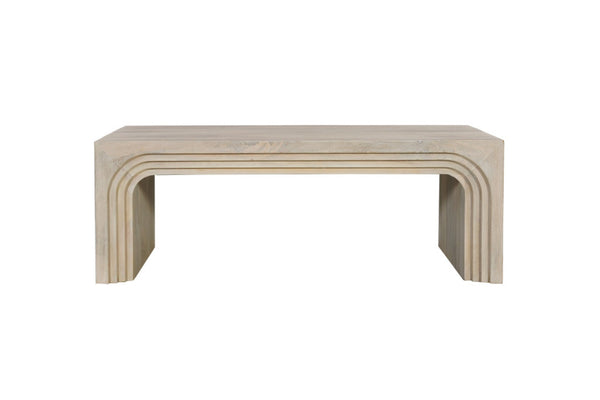 HomeRoots 51" White Solid Wood Double Pedestal Coffee Table - Timeless Design for Elegant Living Spaces & Versatility 636244