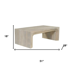 HomeRoots 51" White Solid Wood Double Pedestal Coffee Table - Timeless Design for Elegant Living Spaces & Versatility 636244
