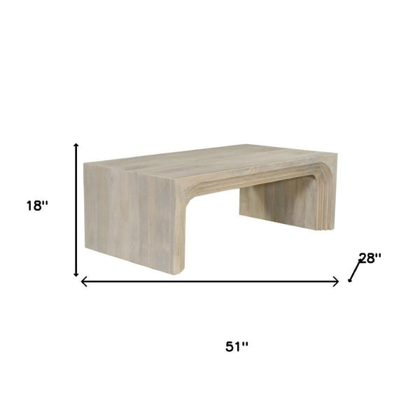 HomeRoots 51" White Solid Wood Double Pedestal Coffee Table - Timeless Design for Elegant Living Spaces & Versatility 636244