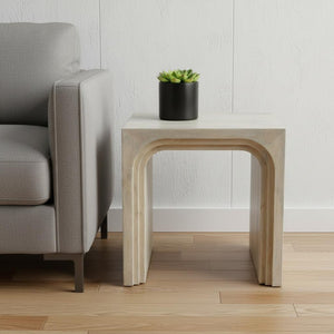 HomeRoots 24" Elegant White Solid Wood Square Sled End Table - Versatile Design for Living Room or Bedroom 636245
