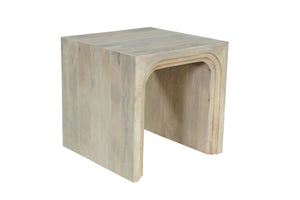 HomeRoots 24" Elegant White Solid Wood Square Sled End Table - Versatile Design for Living Room or Bedroom 636245