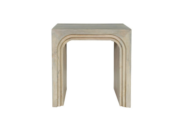 HomeRoots 24" Elegant White Solid Wood Square Sled End Table - Versatile Design for Living Room or Bedroom 636245