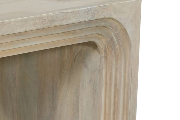 HomeRoots 24" Elegant White Solid Wood Square Sled End Table - Versatile Design for Living Room or Bedroom 636245