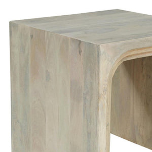 HomeRoots 24" Elegant White Solid Wood Square Sled End Table - Versatile Design for Living Room or Bedroom 636245