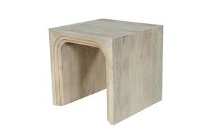 HomeRoots 24" Elegant White Solid Wood Square Sled End Table - Versatile Design for Living Room or Bedroom 636245