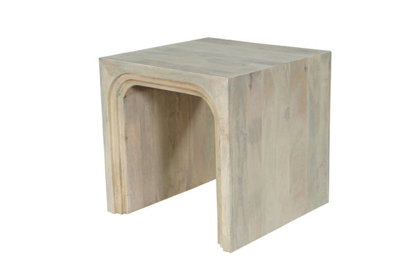 HomeRoots 24" Elegant White Solid Wood Square Sled End Table - Versatile Design for Living Room or Bedroom 636245
