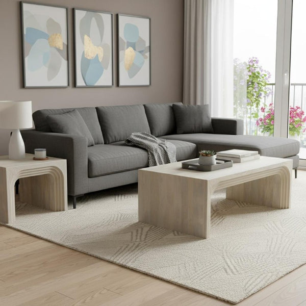 Set of Two Solid Wood Sled Coffee Tables for Modern Living Room Decor