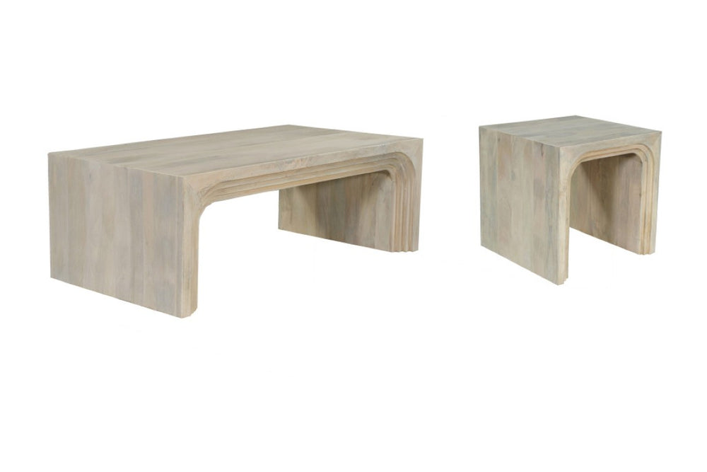 HomeRoots Set of Two Solid Wood Sled Coffee Tables for Modern Living Room Decor 636246