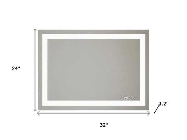 HomeRoots 24" Clear Lighted Frameless Vanity Mirror with Adjustable LED, Anti-Fog, and Modern Design for Home Use 636261