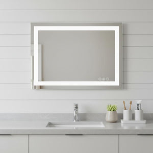 HomeRoots 24" Clear Lighted Frameless Vanity Mirror with Adjustable LED, Anti-Fog, and Modern Design for Home Use 636261