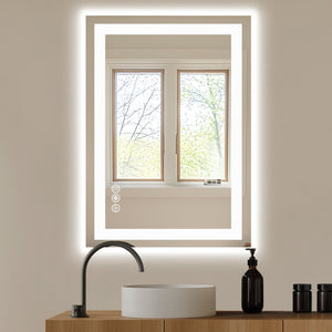 HomeRoots 24" Clear Lighted Frameless Vanity Mirror with Adjustable LED, Anti-Fog, and Modern Design for Home Use 636261