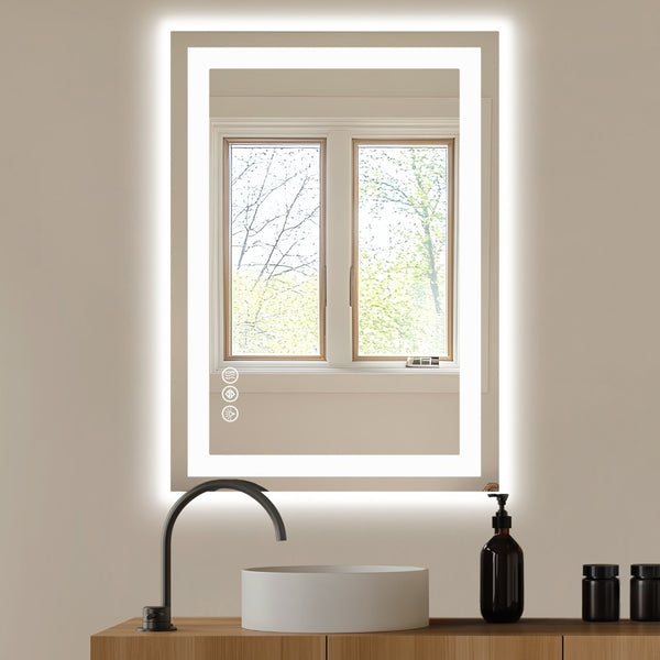 HomeRoots 24" Clear Lighted Frameless Vanity Mirror with Adjustable LED, Anti-Fog, and Modern Design for Home Use 636261