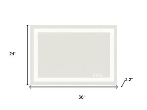 HomeRoots 24" Frameless Lighted Bathroom Vanity Mirror with Anti-Fog Technology & Adjustable Brightness Options 636262