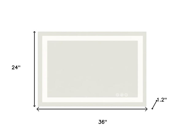 HomeRoots 24" Frameless Lighted Bathroom Vanity Mirror with Anti-Fog Technology & Adjustable Brightness Options 636262