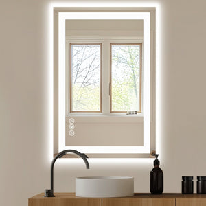 HomeRoots 24" Frameless Lighted Bathroom Vanity Mirror with Anti-Fog Technology & Adjustable Brightness Options 636262