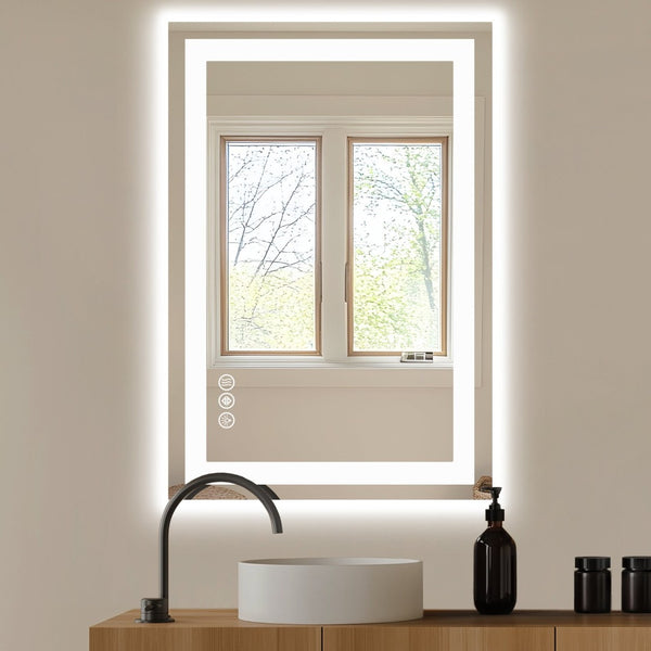 HomeRoots 24" Frameless Lighted Bathroom Vanity Mirror with Anti-Fog Technology & Adjustable Brightness Options 636262