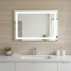 HomeRoots 24" Frameless Lighted Bathroom Vanity Mirror with Anti-Fog Technology & Adjustable Brightness Options 636262
