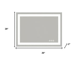HomeRoots 28" Frameless Lighted Bathroom Vanity Mirror with Anti-Fog Technology for Modern Spaces & Style 636263