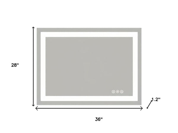 HomeRoots 28" Frameless Lighted Bathroom Vanity Mirror with Anti-Fog Technology for Modern Spaces & Style 636263