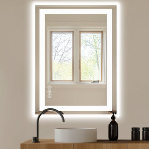 HomeRoots 28" Frameless Lighted Bathroom Vanity Mirror with Anti-Fog Technology for Modern Spaces & Style 636263