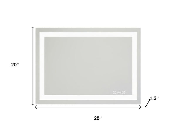 HomeRoots 20" Frameless Lighted Bathroom Vanity Mirror with Anti-Fog, Adjustable Brightness & Modern Design 636267