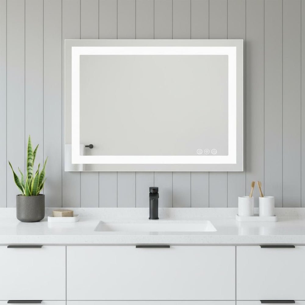 HomeRoots 20" Frameless Lighted Bathroom Vanity Mirror with Anti-Fog, Adjustable Brightness & Modern Design 636267