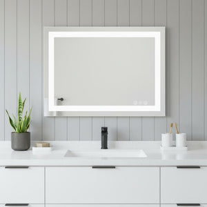 HomeRoots 20" Frameless Lighted Bathroom Vanity Mirror with Anti-Fog, Adjustable Brightness & Modern Design 636267