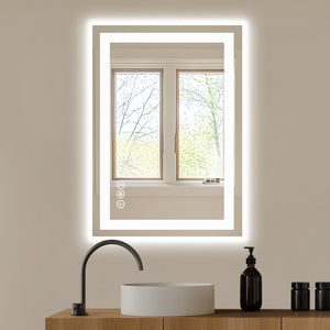 HomeRoots 20" Frameless Lighted Bathroom Vanity Mirror with Anti-Fog, Adjustable Brightness & Modern Design 636267