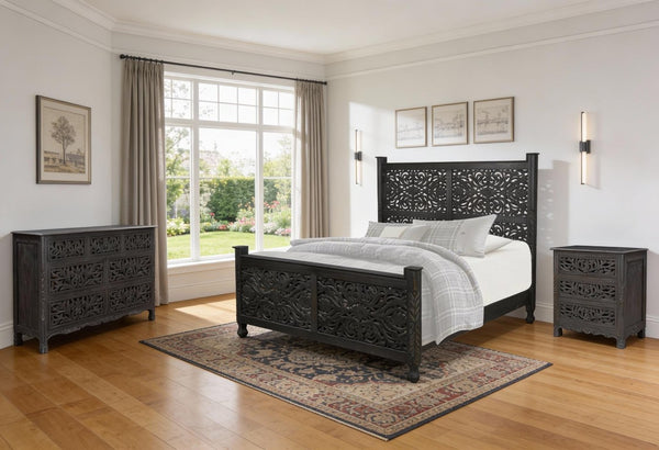 Three Piece Solid Wood Bedroom Furniture Set for a Bold and Elegant Sleeping Space