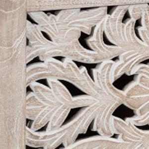 HomeRoots 52" White Distressed Solid Wood Carved Floral Ottoman - Multi-Functional Storage Bench for Any Space 636282