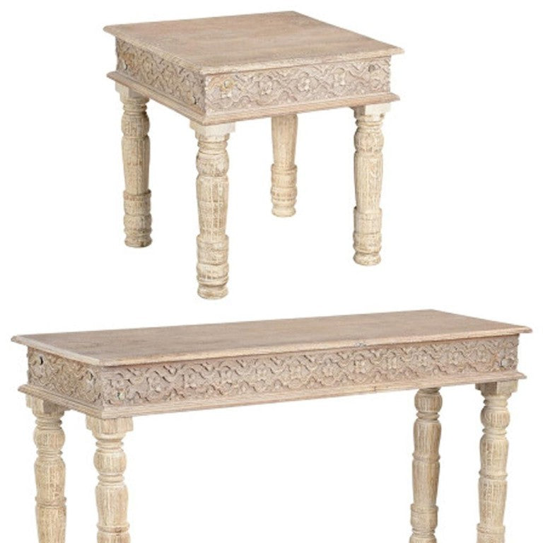 Set of Three Solid Wood Rustic Farmhouse Coffee Tables with Aged Distressed Finish
