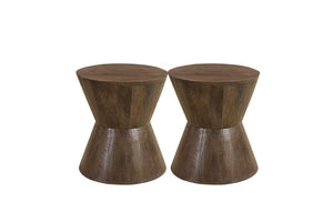 Set of Three Solid Wood Round Nesting Tables Stylish Living Room Accent Furniture Trio