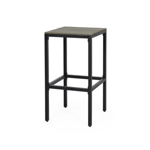English Elm Christopher Knight Home® - EZRA Outdoor Acacia Bar Stool Set of 2 — Handcrafted Teak Finish Wood Tops, Sturdy Iron Frames Black+Grey 70262.00GRY