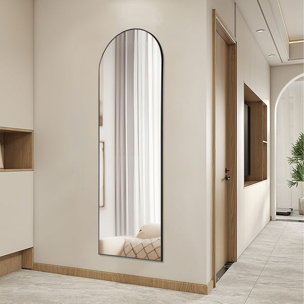HomeRoots 63" Black Metal Arch Mirror – Elegant Full-Length Design for Stylish Home Décor & Versatile Use 636325