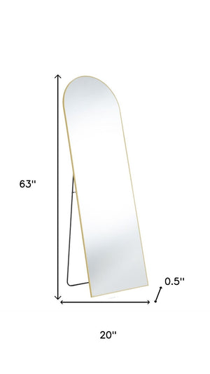 HomeRoots 63" Gold Metal Arch Full-Length Mirror with Elegant Design for Stylish Home & Office Decor 636326