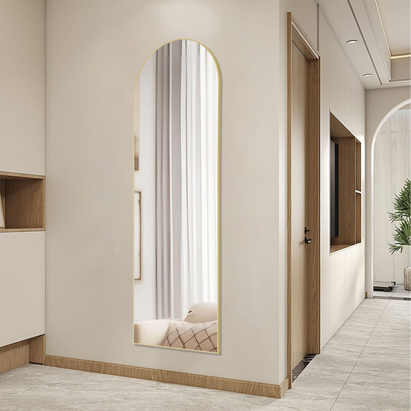 HomeRoots 63" Gold Metal Arch Full-Length Mirror with Elegant Design for Stylish Home & Office Decor 636326