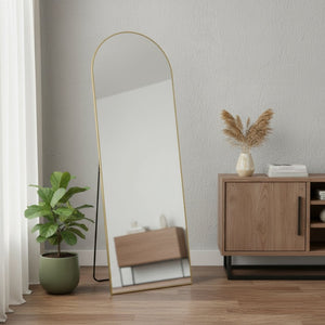 HomeRoots 63" Gold Metal Arch Full-Length Mirror with Elegant Design for Stylish Home & Office Decor 636326