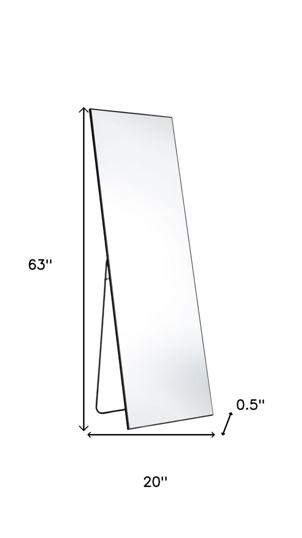 HomeRoots 63" Black Metal Full-Length Mirror - Sleek Freestanding & Wall Mount Design, Modern & Versatile Decor 636329