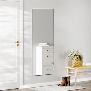 HomeRoots 63" Black Metal Full-Length Mirror - Sleek Freestanding & Wall Mount Design, Modern & Versatile Decor 636329